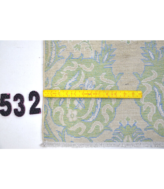 Green-Beige Ziegler Rug – 427x296 cm – Hand-Knotted Wool Carpet with Classic Floral Design