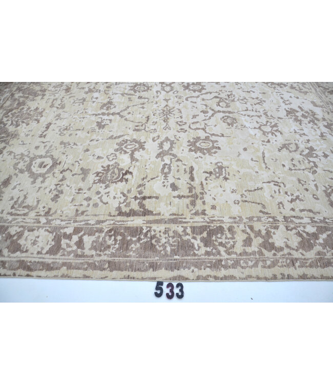 Beige Brown Vintage Rug – 355 x 275 cm – Hand-Knotted Wool