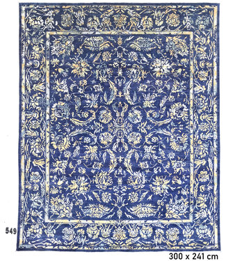 Dunkelblauer Antiker Teppich – Handgeknüpft – 300 x 241 cm – Wolle