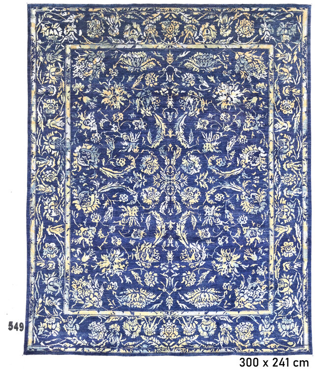 Dark Blue Antique Rug – Hand-Knotted – 300 x 241 cm – Wool