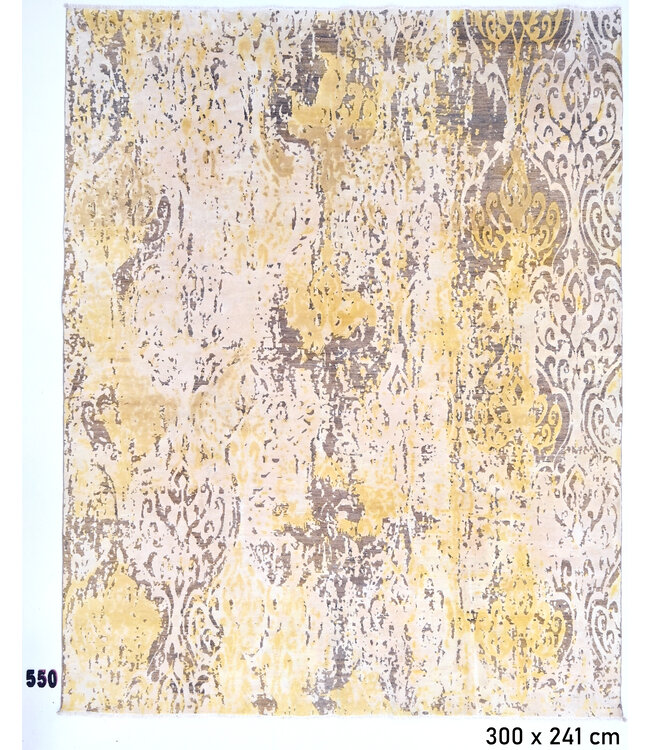 Beige Geel Modern Tapijt – Handgeknoopt – 300 x 241 cm – Wol