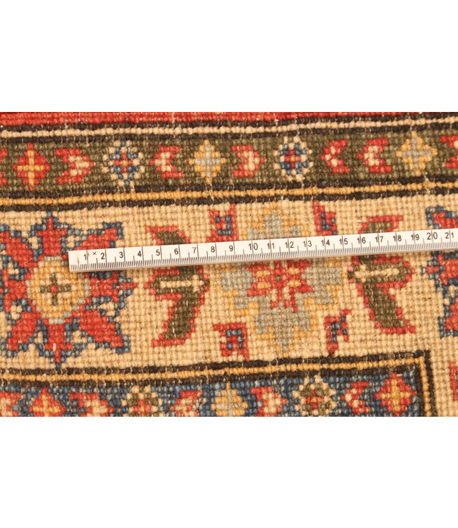 144x102cm Handgeknoopte Wol Kazak Tapijt – Authentiek Oosters Vloerkleed, Traditioneel Tribaal Design, Hoogwaardige Handgemaakte Wol Tapijt