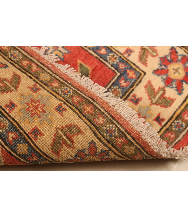 144x102cm Handgeknüpfter Woll Kazak Teppich – Authentischer Orientalischer Teppich, Traditionelles Tribal Design, Hochwertiger Handgefertigter Wollteppich