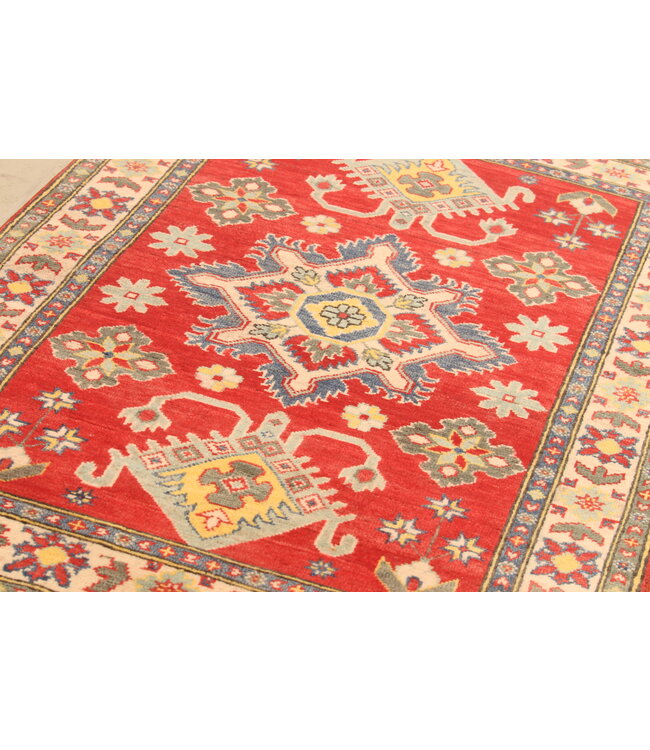 153x98cm Hand-Knotted Wool Kazak Rug – Authentic Oriental Carpet, Traditional Tribal Design, High-Quality Handmade Wool Rug