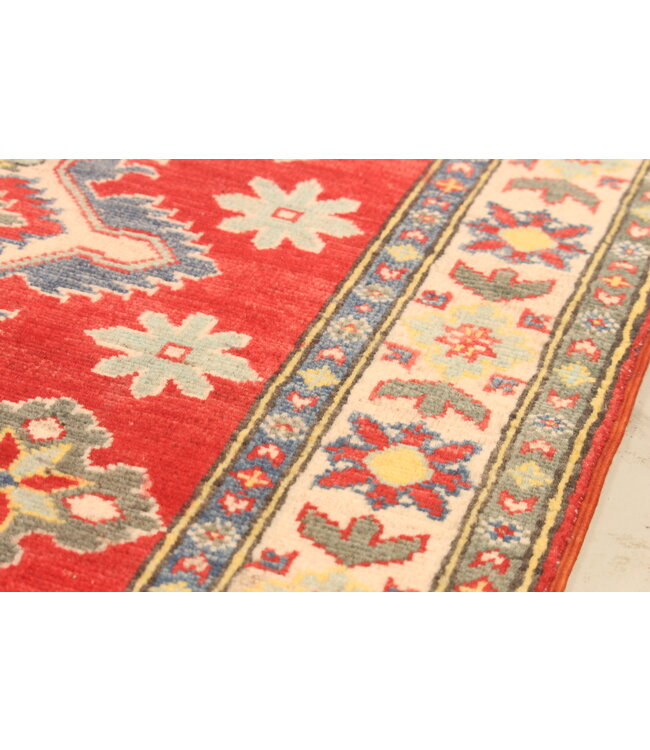 153x98cm Handgeknüpfter Woll Kazak Teppich – Authentischer Orientalischer Teppich, Traditionelles Tribal Design, Hochwertiger Handgefertigter Wollteppich