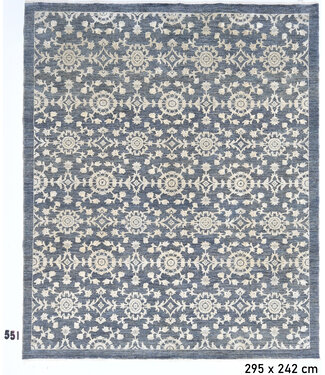 Blau-Crème Ziegler Teppich – Handgeknüpft – 295 x 242 cm – Wolle