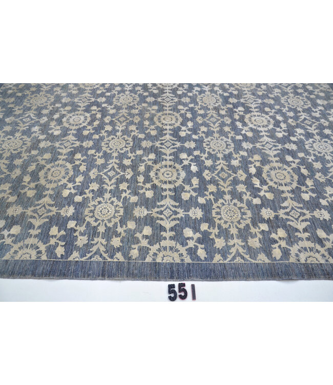 Blau-Crème Ziegler Teppich – Handgeknüpft – 295 x 242 cm – Wolle