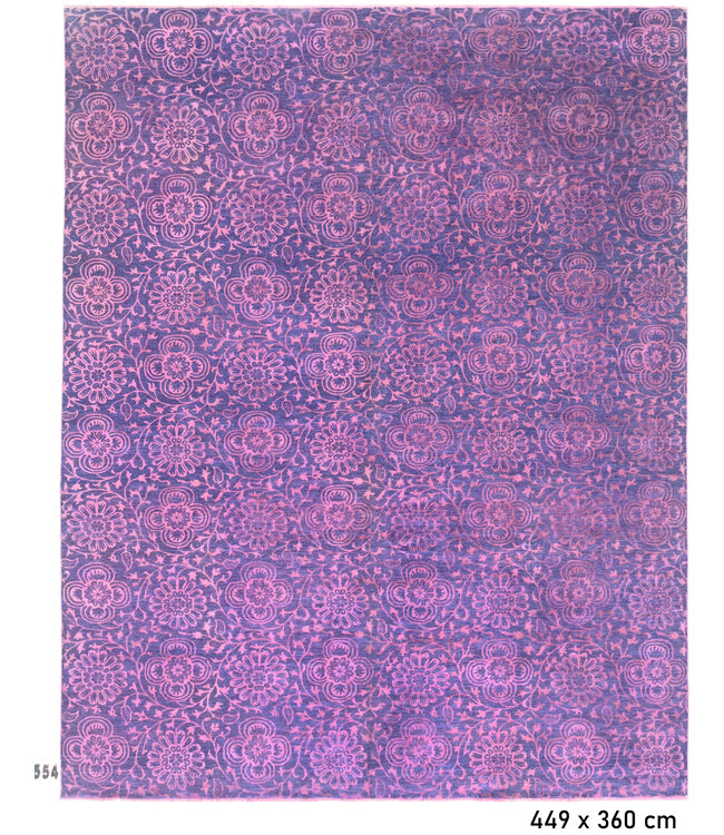 Purple-Pink Modern Rug – Hand-Knotted – 449 x 360 cm – Wool