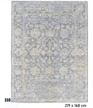 Grauer Ziegler Teppich – 219 x 168 cm – Handgeknüpft aus Wolle