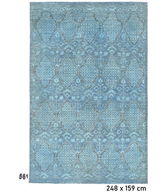 Blauer Ziegler Teppich – 248 x 159 cm – Handgeknüpft aus Wolle