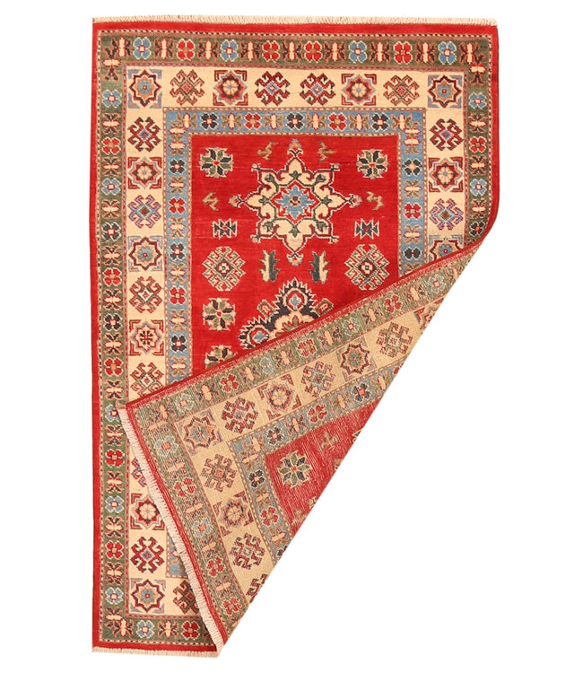 153x99cm Hand-Knotted Wool Kazak Rug – Authentic Oriental Carpet, Traditional Tribal Design, High-Quality Handmade Wool Rug