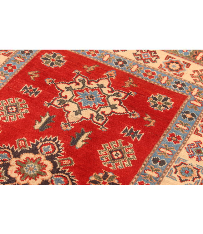 153x99cm Handgeknüpfter Woll Kazak Teppich – Authentischer Orientalischer Teppich, Traditionelles Tribal Design, Hochwertiger Handgefertigter Wollteppich
