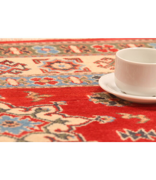 153x99cm Handgeknoopte Wol Kazak Tapijt – Authentiek Oosters Vloerkleed, Traditioneel Tribaal Design, Hoogwaardige Handgemaakte Wol Tapijt