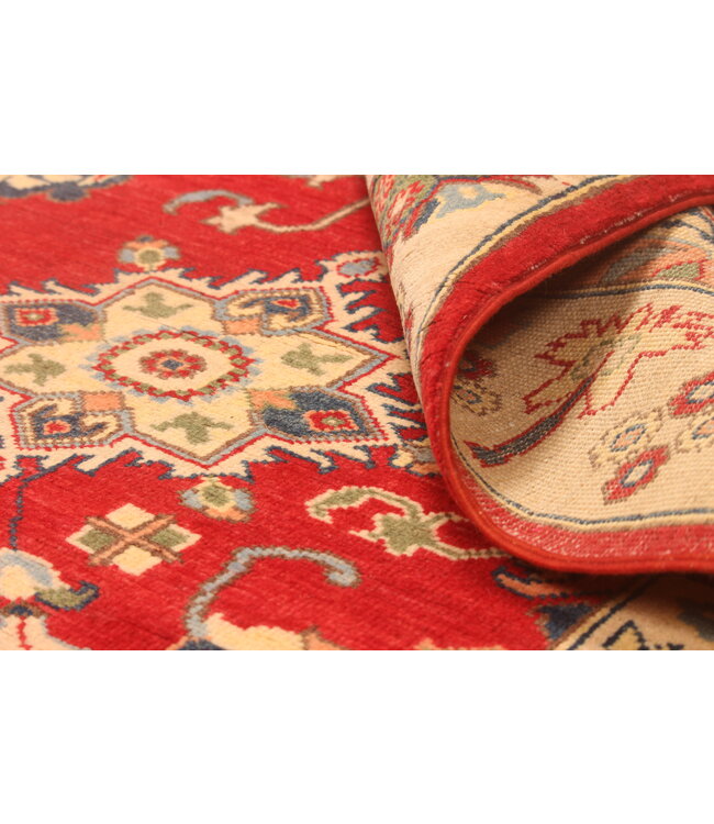 138x105cm Hand-Knotted Wool Kazak Rug – Authentic Oriental Carpet, Traditional Tribal Design, High-Quality Handmade Wool Rug