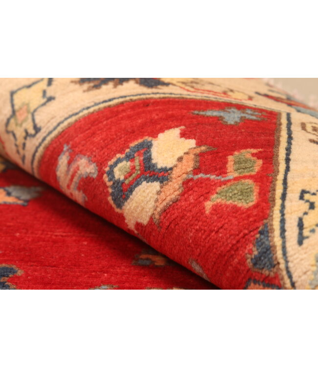 138x105cm Handgeknoopte Wol Kazak Tapijt – Authentiek Oosters Vloerkleed, Traditioneel Tribaal Design, Hoogwaardige Handgemaakte Wol Tapijt