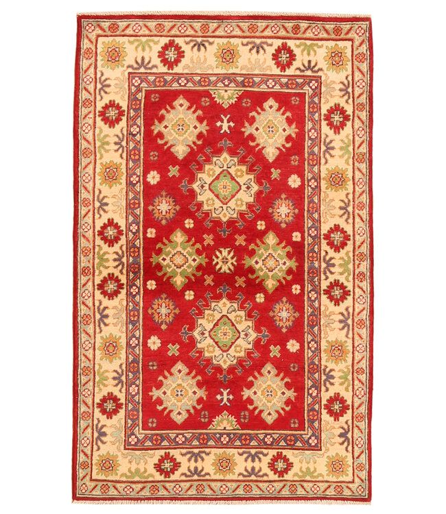 160x96cm Hand-Knotted Wool Kazak Rug – Authentic Oriental Carpet, Traditional Tribal Design, High-Quality Handmade Wool Rug