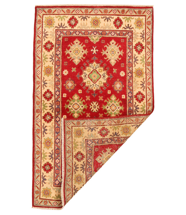 160x96cm Hand-Knotted Wool Kazak Rug – Authentic Oriental Carpet, Traditional Tribal Design, High-Quality Handmade Wool Rug