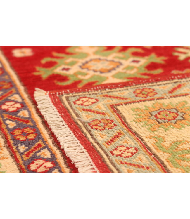 160x96cm Handgeknüpfter Woll Kazak Teppich – Authentischer Orientalischer Teppich, Traditionelles Tribal Design, Hochwertiger Handgefertigter Wollteppich