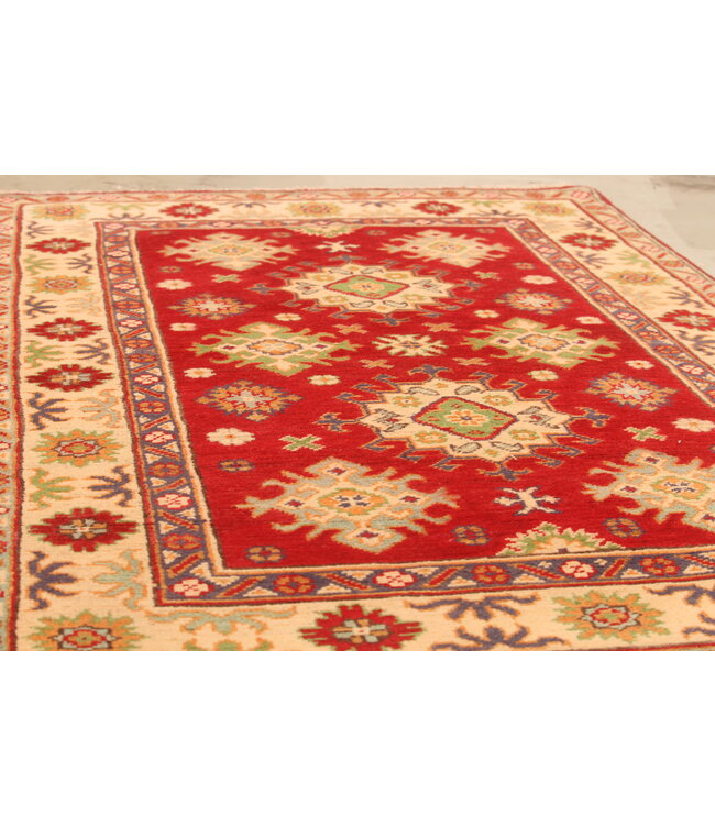 160x96cm Hand-Knotted Wool Kazak Rug – Authentic Oriental Carpet, Traditional Tribal Design, High-Quality Handmade Wool Rug