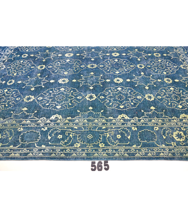 Donkerblauwe Ziegler 298x241 cm – Handgeknoopte wollen vintage vloerkleed