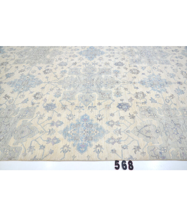 Beige Lichtblauw Ziegler Tapijt – 308 x 194 cm – Handgeknoopt Wol