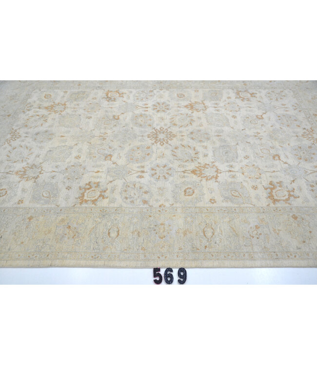 Beige Lichtroze Ziegler Tapijt – 264 x 182 cm – Handgeknoopt Wol