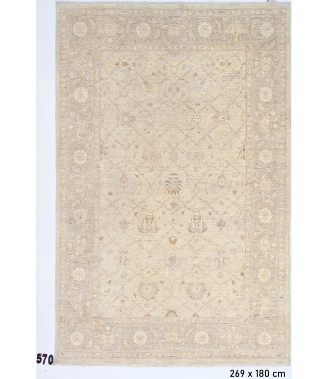 Beiger Antiker Ziegler Teppich – 269 x 180 cm – Handgeknüpft aus Wolle