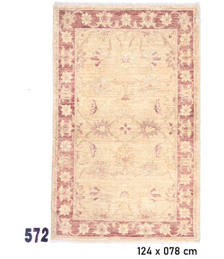 Beige-Roter Ziegler Teppich – 124 x 078 cm – Handgeknüpft aus Wolle