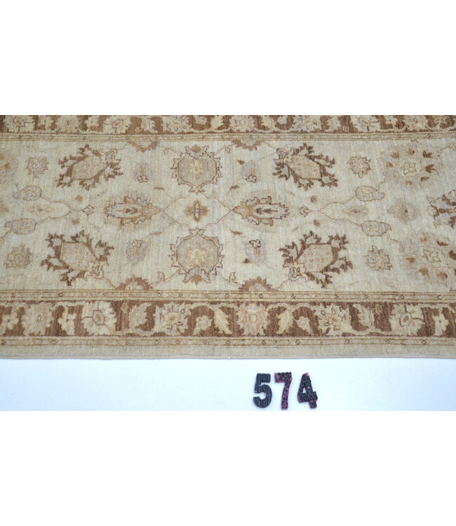 Beige-Bruin Ziegler Loper – 297 x 080 cm – Handgeknoopt Wol