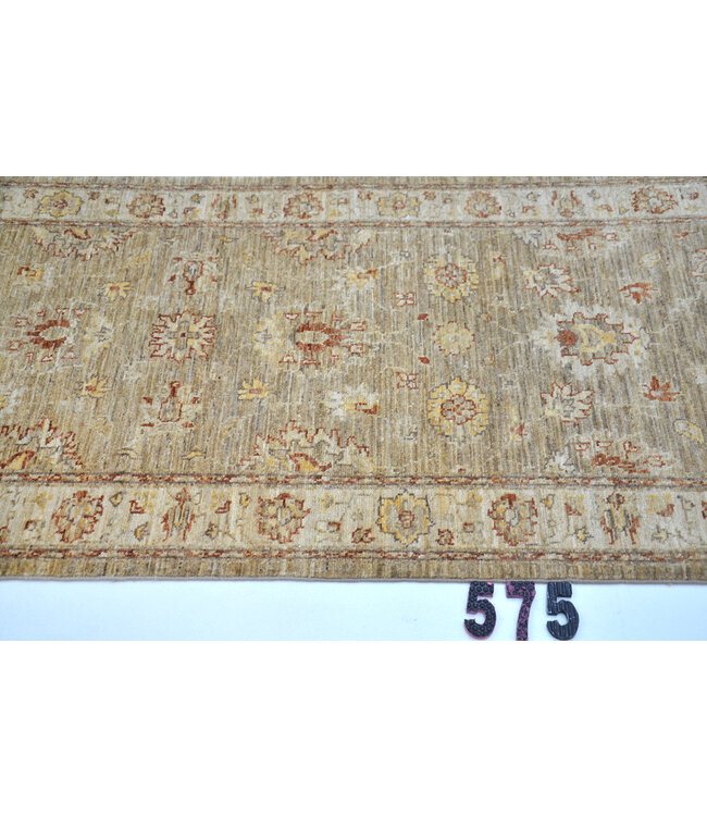 Braun-Beiger Ziegler Läufer – 352 x 078 cm – Handgeknüpft aus Wolle