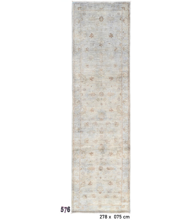 Light Blue-Beige Ziegler Runner – 278 x 075 cm – Handknotted Wool