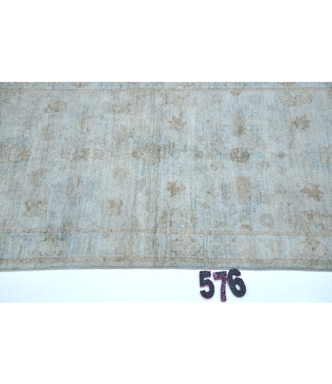 Hellblau-Beiger Ziegler Läufer – 278 x 075 cm – Handgeknüpft aus Wolle