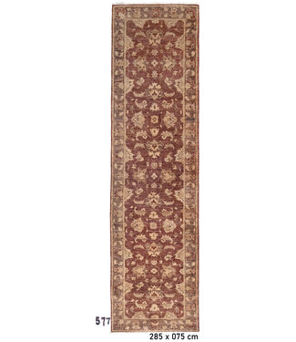 Rot-Beiger Ziegler Läufer – 285 x 075 cm – Handgeknüpft aus Wolle