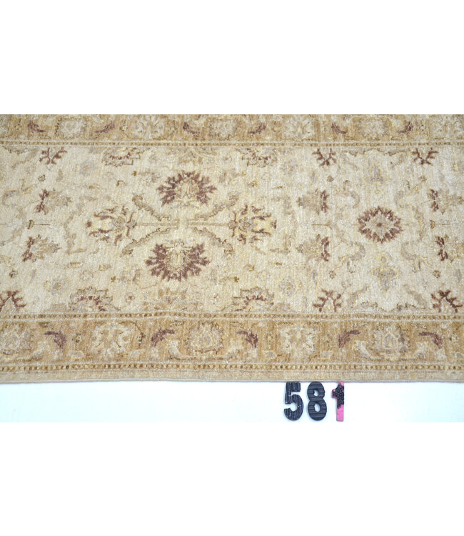 Beige Brown Ziegler Runner – Hand-Knotted Wool – 304 x 077 cm