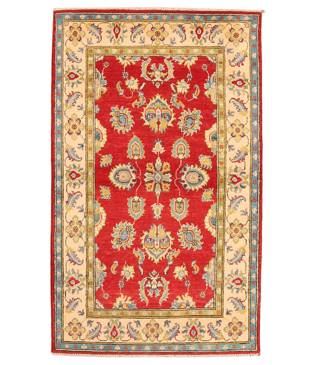 171x103cm Handgeknüpfter Woll Kazak Teppich – Authentischer Orientalischer Teppich, Traditionelles Tribal Design, Hochwertiger Handgefertigter Wollteppich