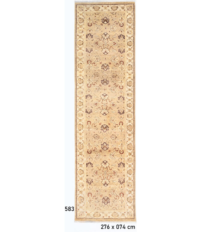 Beige Ziegler Runner – Hand-Knotted Wool – 276 x 074 cm