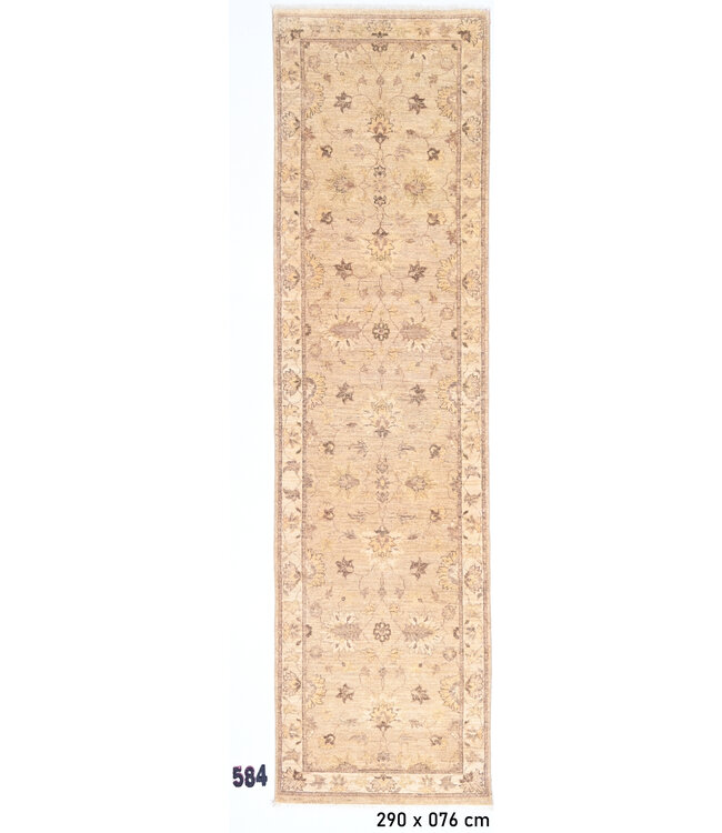 Sandfarbener Ziegler Läufer – Handgeknüpft Wolle – 290 x 076 cm