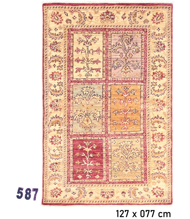 Mehrfarbiger Ziegler 587 – Handgeknüpfter Wollteppich 127 x 077 cm