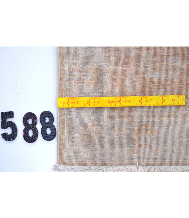 Sandfarbener Modern 588 – Handgeknüpfter Wollläufer 287 x 075 cm
