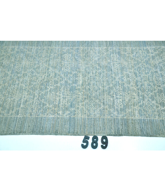 Grauer Modern 589 – Handgeknüpfter Wollläufer 355 x 081 cm