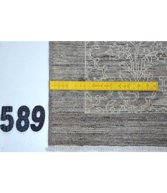 Grey Modern 589 – Hand-Knotted Wool Runner 355 x 081 cm