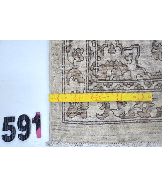 Beige Ziegler 591 – Handgeknüpfter Wollläufer 341 x 075 cm