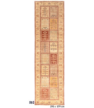 Meerkleurige Gabbeh 592 – Handgeknoopte wollen loper 290 x 079 cm Meerkleurige Gabbeh 592 – Handgeknoopte wollen loper 290 x 079 cm