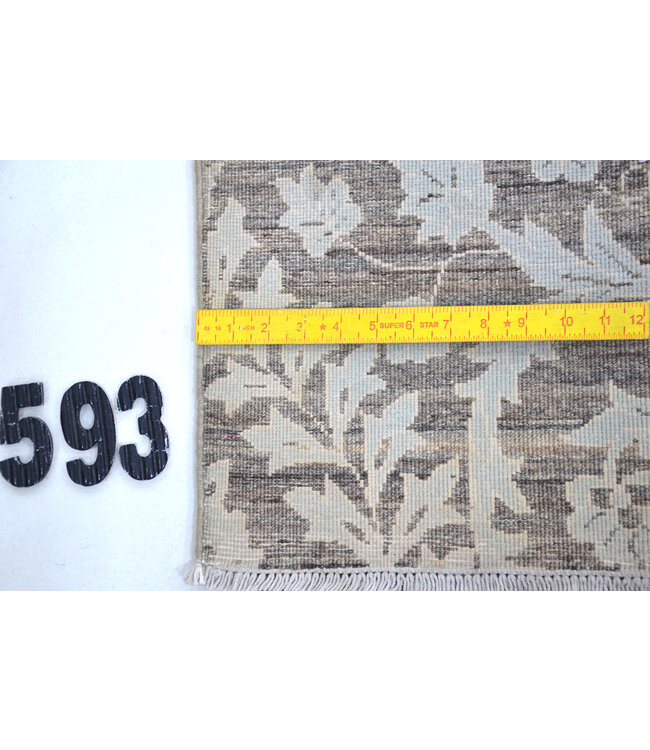 Grey-Cream Modern 593 – Hand-Knotted Wool Runner 244 x 075 cm