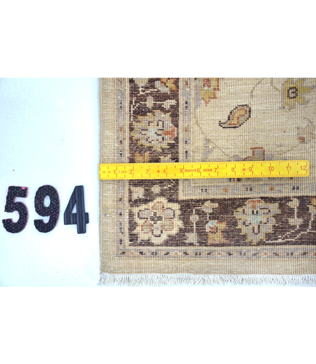 Beige-Braun Ziegler 594 – Handgeknüpfter Wollläufer 292 x 075 cm