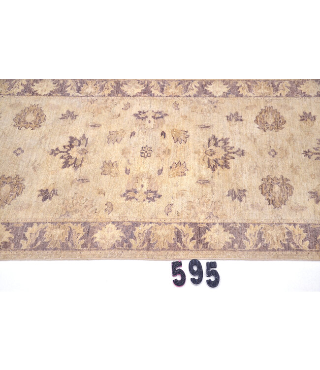 Hellbeige Ziegler 595 – Handgeknüpfter Wollläufer 323 x 075 cm