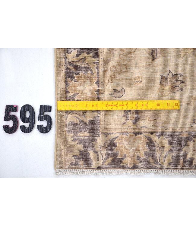 Lichtbeige Ziegler 595 – Handgeknoopte wollen loper 323 x 075 cm