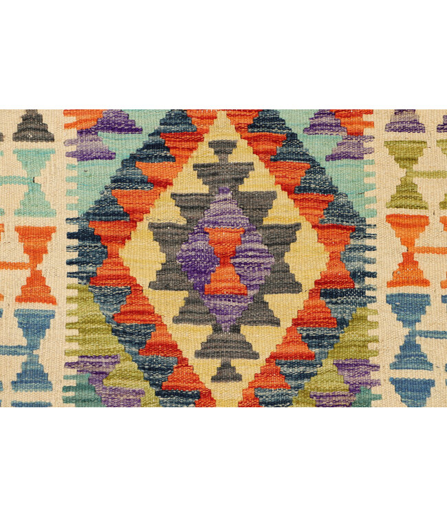 Handwoven Kilim Runner Rug - 243x80 cm | Bohemian Tribal Hallway Carpet