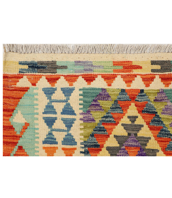 Handwoven Kilim Runner Rug - 243x80 cm | Bohemian Tribal Hallway Carpet