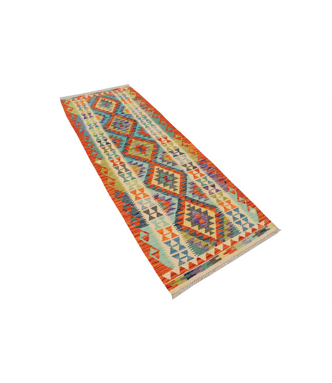 Handwoven Kilim Runner Rug - 243x80 cm | Bohemian Tribal Hallway Carpet